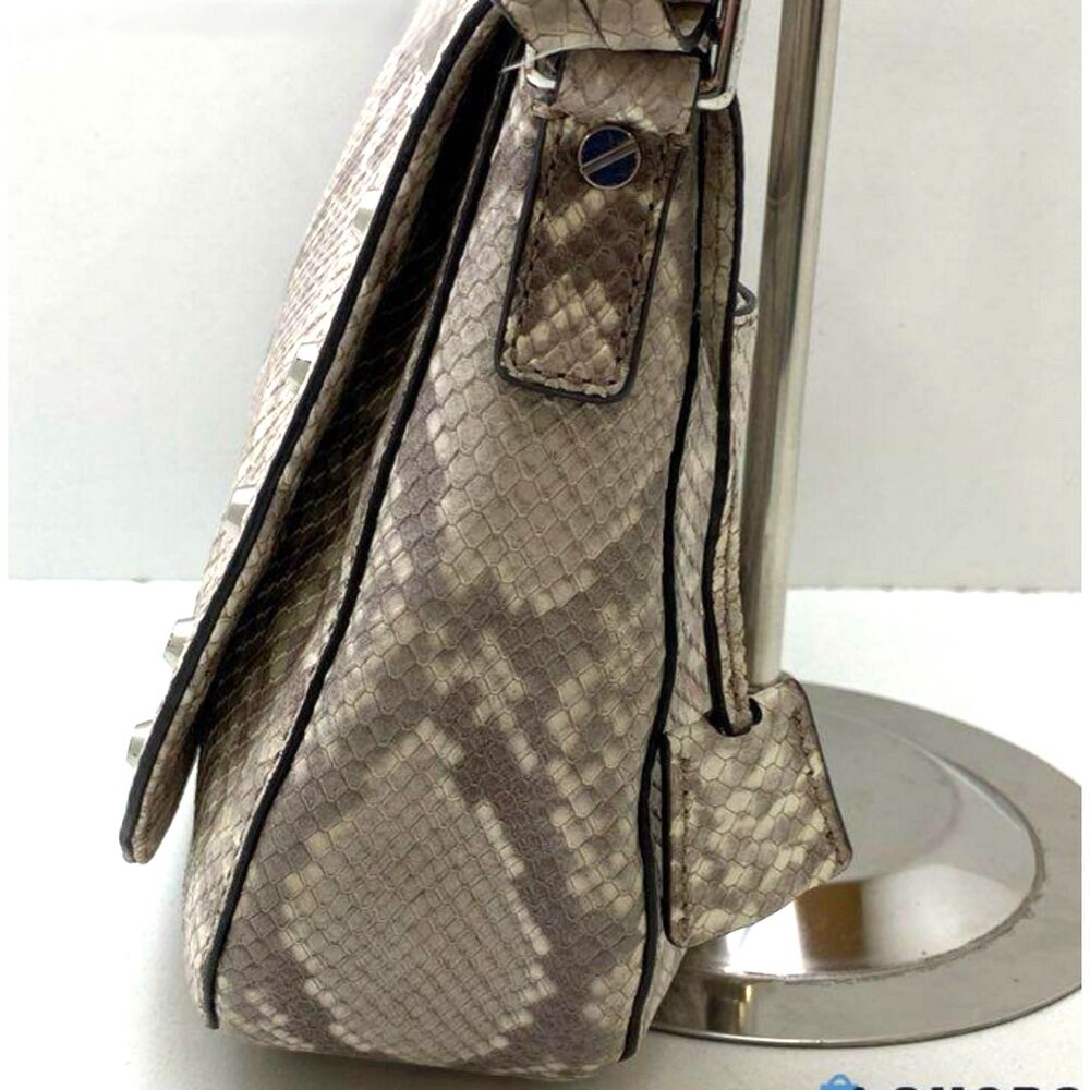 Michael Kors Faux Python Embossed Studded Gray Le… - image 2